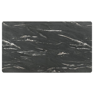 English Elm Bellingham Black Faux Marble Dining Table with Self-Storing Extension Leaf and Splayed Legs, Versatile Elegance B062P354064