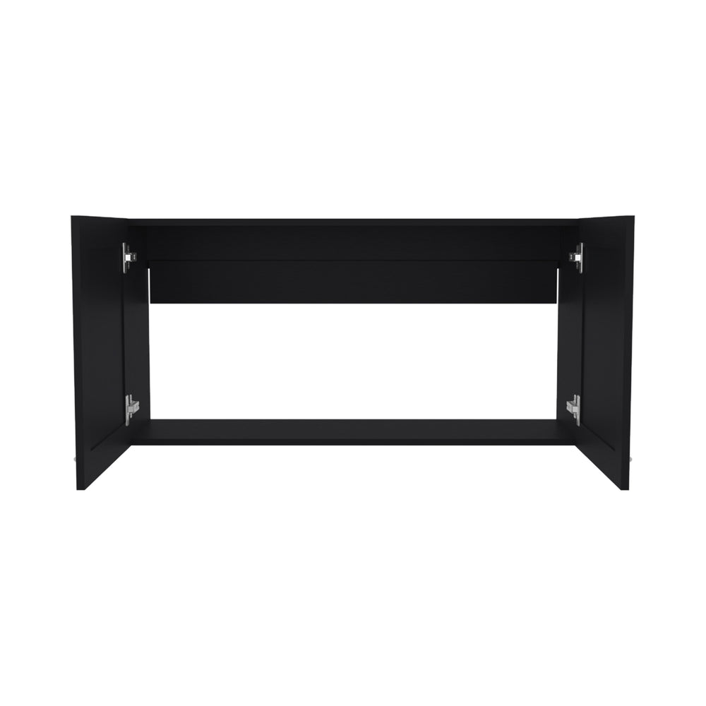 English Elm Wall Wall Cabinet 2-Door Black Wengue Engineered Wood Kitchen Storage Modern Compact Durable Design B097P350282