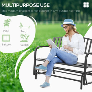 English Elm Outsunny Outdoor Glider Bench For Patio, Comfortable Loveseat With Armrests & Weather-Resistant Frame W2225P174338-GIGA