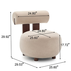 English Elm Modern Sculptural Velvet Accent Chair with Solid Wood Legs for Eclectic Living Spaces Light Brown,Walnut N776P420637B