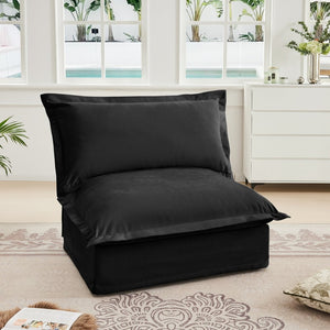 English Elm Koala Armless Chenille Sofa Deep Seat High Back Wrap Pillow Living Room Couch W3041P281153