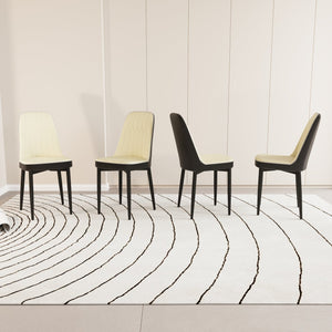 English Elm A Set Of 4 Modern Dining Chairs In Beige Pu Leather With Ergonomic Design & Black Metal Legs W2189P166088