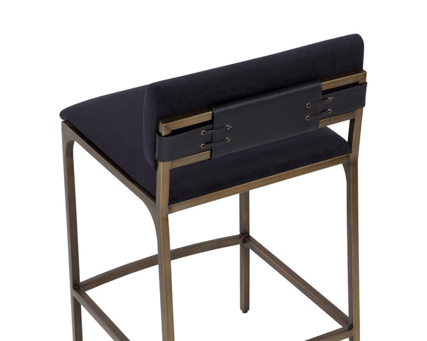 Sunpan MORI Counter Stool - Elegant Abbington Black Fabric with Gold Frame for Modern Kitchen Comfort 112558