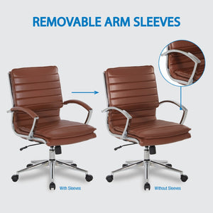 OSP Home Furnishings Mid Back Faux Leather Manager Chair with Lumbar Support and Pneumatic Height Adjust SPX23591C-U41