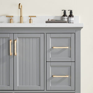 English Elm Fully Assembled Rubberwood Bathroom Vanity with Carrara Marble Top and Soft Close Doors W1826P211180