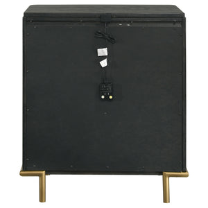 English Elm Anser Black 3-Drawer Nightstand with Wire-Brushed Finish, Gold Legs & Ball Knobs — Elegant Storage Solution B062P299882