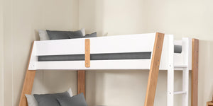 English Elm Contemporary Twin Over Full Bunk Bed With Safety Rails & Ladder - Natural White Finish For Kids' Rooms B2741S00690