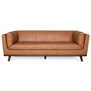 English Elm Phoenix Top Grain Leather Sofa Warm Cognac Three Seat Living Room Comfort B183P493696