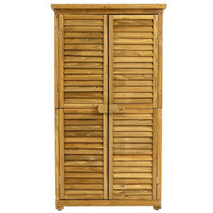 English Elm Outdoor Fir Wood Vertical Storage Shed with Lockable Door and Waterproof Sloped Roof W1422P233383