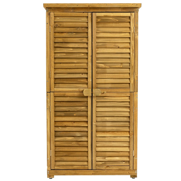 English Elm Outdoor Fir Wood Vertical Storage Shed with Lockable Door and Waterproof Sloped Roof W1422P233383