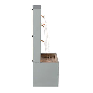English Elm 30.71"h Gray Metal Leaf Panel Outdoor Wall Fountain with Led Backlit Cascade Spouts N765P355061G
