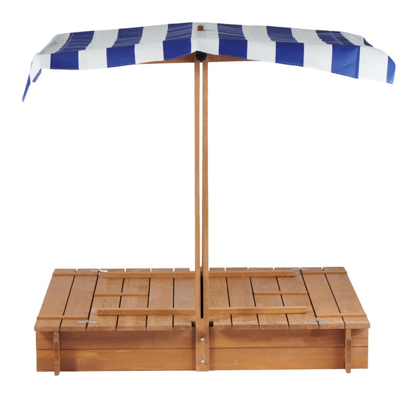 English Elm Kids Cedar Sandbox with Adjustable Canopy Corner Seating Outdoor Backyard Play D720094432