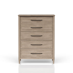 English Elm 5 Drawer Chest with Felt Top Drawer, Cedar-Lined Bottom & Custom Hardware in Neutral Finish, Solid Wood Piece Sand 43 L x 21.25 W x 53.25 H B2699P218792
