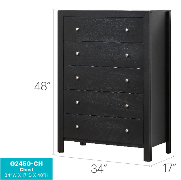 English Elm Burlington Elegant Five-Drawer Chest with Dovetail Drawers and Nickel Hardware, Durable Wood Veneer Storage Black 37 L x 60 W x 19 H B078118338
