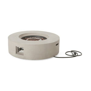 English Elm Christopher Knight Home® - Outdoor 50,000 Btu Round Mgo Concrete Propane Fire Pit - Modern Light Grey Design For Cozy Gatherings 59240.00WHI-50K