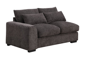 English Elm Nyeisha Flannel Velvet Sectional Sofa with Chaise Usb Ports and Built-in Console Coffee B102S00077