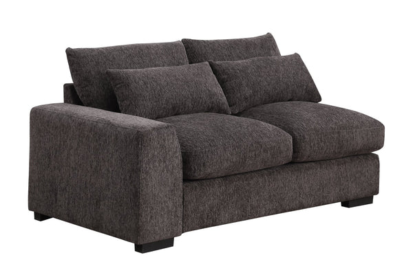 English Elm Nyeisha Flannel Velvet Sectional Sofa with Chaise Usb Ports and Built-in Console Coffee B102S00077