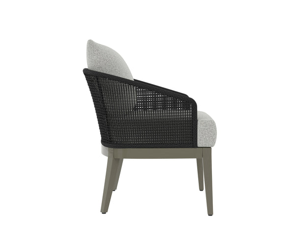 Sunpan Capri Lounge Chair - Stylish Outdoor Seating with Durable Teak Base and Weather-Resistant Fabric Smoke Grey / Copacabana Marble