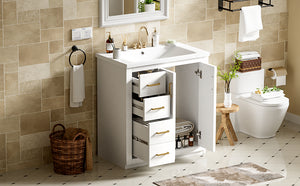English Elm 30'' Bathroom Vanity With Elegant Ceramic Sink, Solid Wood Frame, Soft-Close Doors & Ample Storage N710P191970K
