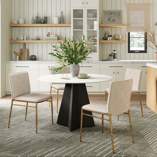 Nordvest Dining Chair Beige & Gold 110275 Zuo Modern