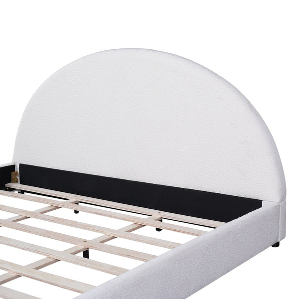 English Elm Christopher Knight Home® - King Size Bed Frame With Chic Boucle Upholstered Round Headboard For Modern Bedroom Elegance N757K327030W