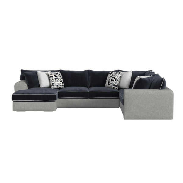English Elm Klein 3PC Sectional Set - Bentley Ash/Zaftig Ebony Two-Tone Modern L-Shaped Sofa with Pillows B2740S00009