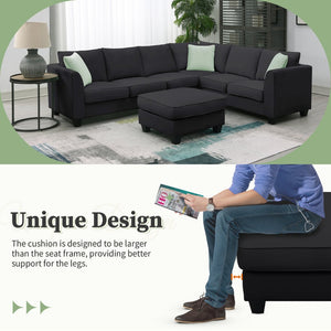 English Elm 9012aab-package3 Modular Sectional Sofa Reversible Ottoman Polyester Modern Living WF315548AAB