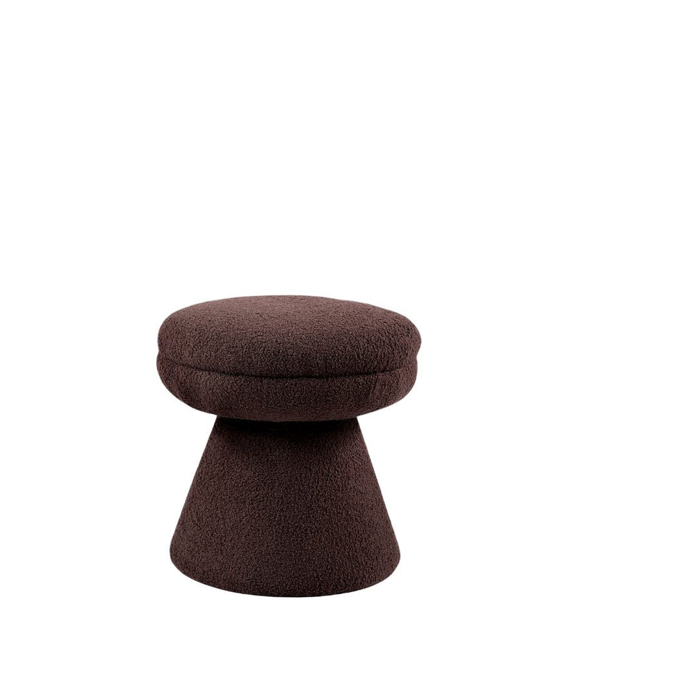 English Elm Brown Mushroom Accent Stool 19"H Teddy Fabric Round Top Pedestal Base Plush Contemporary Cozy Decor B2741P388375