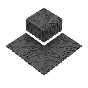 English Elm Stone Texture Interlocking Patio Tiles Polypropylene Anti-slip Outdoor Deck Flooring 44 Sq Ft Grey W3022P268428