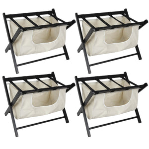 English Elm Hofitlead Rubberwood Folding Luggage Rack with Two Tier Shelf for Guest Rooms D45284654