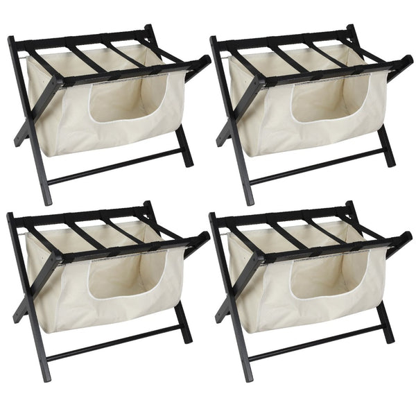 English Elm Hofitlead Rubberwood Folding Luggage Rack with Two Tier Shelf for Guest Rooms D45284654