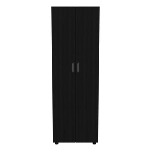 English Elm Glasgow Black Armoire Cabinet with One Door and Two Shelves – Wengue Finish Particle Board Storage Organizer B128S00091
