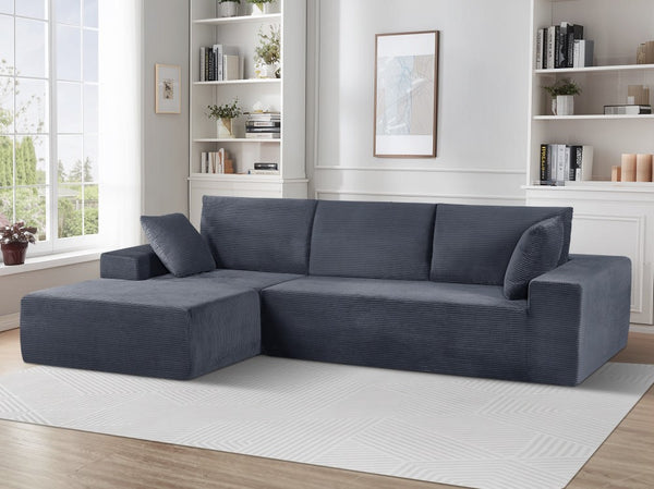 English Elm Cozyform Convertible Sectional Sofa In Dark Gray Corduroy, No Assembly Modern Couch For Any Space B2735P359711