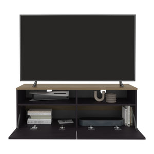 English Elm TV Elegant Chesnut TV Stand with 2 Doors & 2 Open Shelves, 44.5" Wide Engineered Wood Storage, Warm Light Brown Finish, Compact Entertainment Console Suitable for DVDs, Remotes, Decor, Ships to 48 States B097P369444