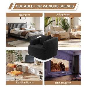 English Elm 360° 360 Swivel Teddy Velvet Accent Chair Plush Cocoon Seat for Living Room or Bedroom Black W5385P433221