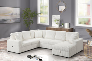 English Elm Grande Modern Sectional Sofa with Sleeper, Built-In Storage & USB Charging — Plush Contemporary Comfort Cream B009S01922