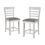 Hoia White/Brown Counter Chairs Set of 2 with Ladder Back - Comfortable & Stylish Seating