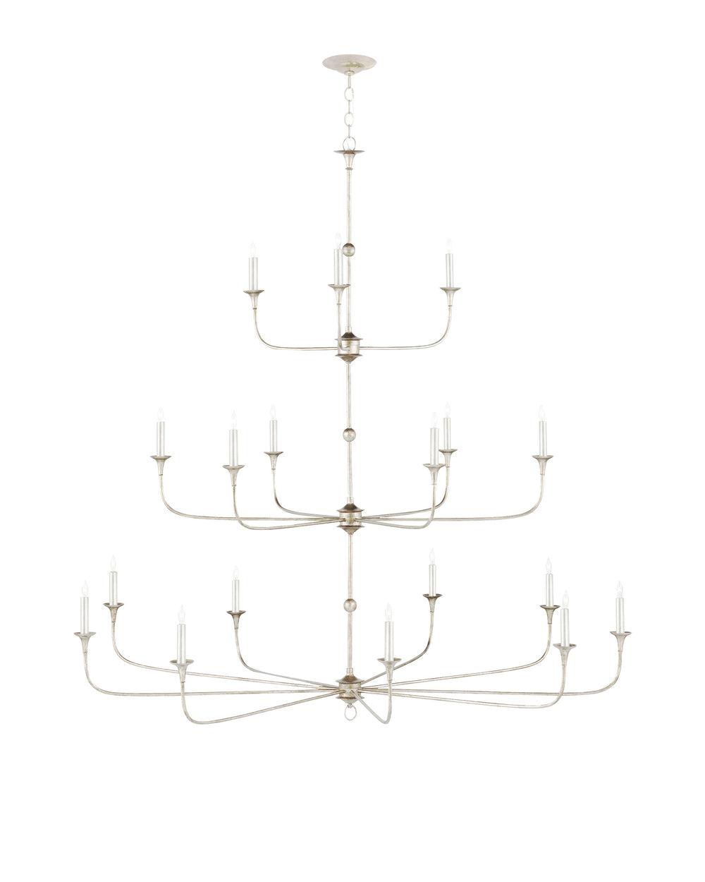 Currey & Company Nottaway Grande Champagne Chandelier - Elegant High Ceiling Fixture With Adjustable Length & Style Silver Wrought Iron 9000-1314-currey-company