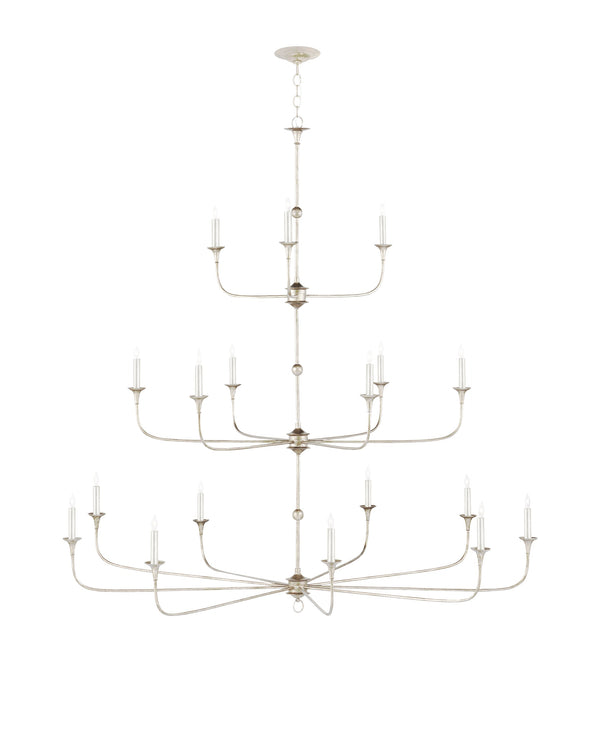 Currey & Company Nottaway Grande Champagne Chandelier - Elegant High Ceiling Fixture With Adjustable Length & Style Silver Wrought Iron 9000-1314-currey-company