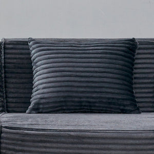 English Elm L-shaped Corduroy Sectional with Ottoman Three Seat Modular Sofa for Modern Living Dark Gray W2699S00080