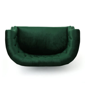 English Elm Christopher Knight Home® - LOVESEAT Chesterfield Velvet Loveseat with Deep Button Tufting, Scrolled Arms & Nailhead Trim for Elegant Comfort Emerald 61203.00NVLTEMD