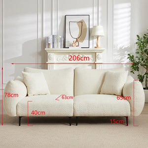 English Elm Oversized Sherpa Loveseat Sofa - Plush 2-Seater With Metal Legs & Pillows For Modern Living Spaces W542S00052-GIGA