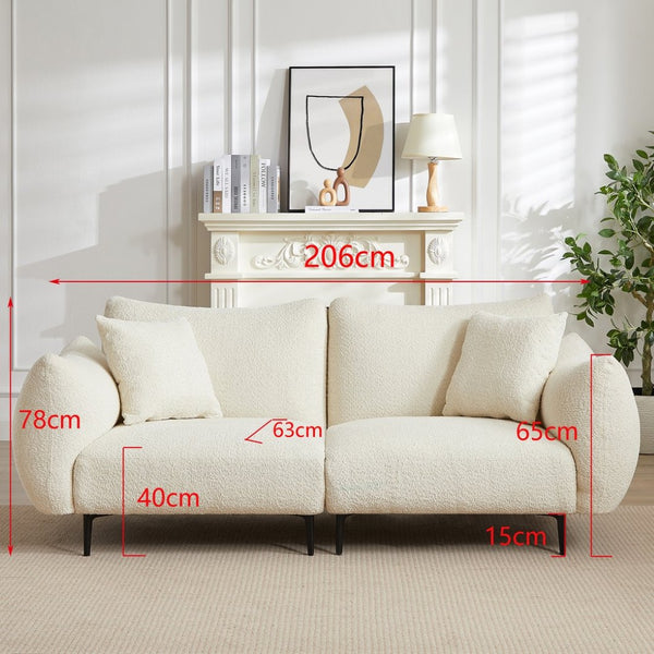 English Elm Oversized Sherpa Loveseat Sofa - Plush 2-Seater With Metal Legs & Pillows For Modern Living Spaces W542S00052-GIGA