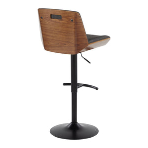 English Elm Adjustable Swivel Barstools Mid Century Walnut Accents Charcoal Seat Set of Two B202S02172