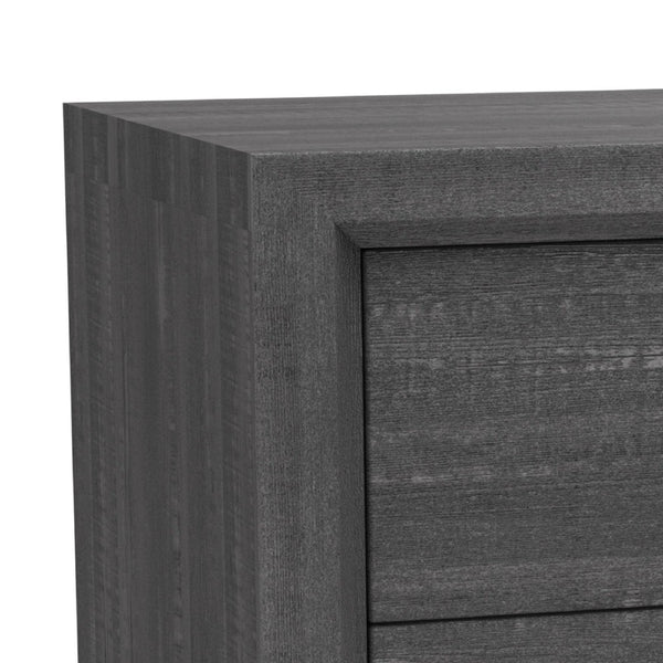 English Elm Erica 2 Drawer Nightstand Gray Wood Grain Finish with Chrome Handles Tapered Legs B056P412622