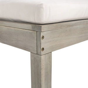 English Elm Trexm Acacia Wood Double Chaise Lounge Outdoor with Folding Trays and Foam Cushions TM000015AAE