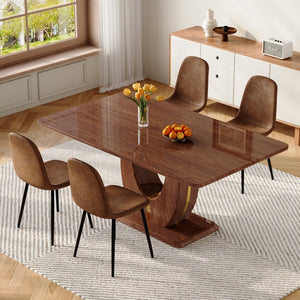 English Elm One Modern Five Piece Dining Set with Dark Wood Mdf Table and Brown Fabric Chairs W1151S04403