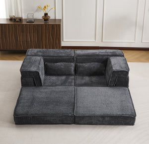 English Elm Compression Mahjong Sofa - Modern Convertible Floor Sofa Bed, Soft Fleece, No Assembly, Versatile Comfort W3723P377150