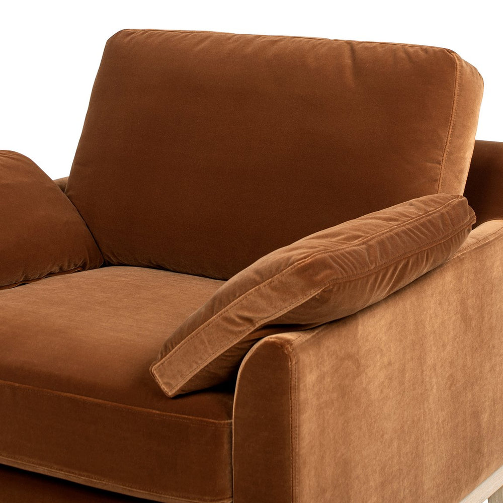 English Elm Jennifer Taylor Home - Pasadena 36" Wide Modern Farmhouse Accent Arm Chair In Cozy Burnt Orange Velvet For Stylish Living B2719P385739