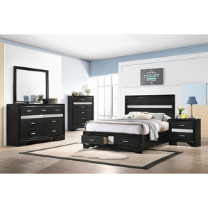 English Elm Urbana Black Full Storage Panel Bed with Crystal Pulls & Glitter Trim, Slatted Platform, Drawers Included B062S00696